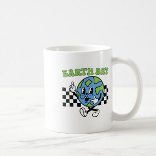 Retro Groovy Happy Earth Day Cute Earth With Earth Coffee Mug