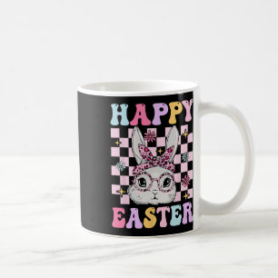 Retro Groovy Happy Easter Bunny Chequered For Wome Coffee Mug