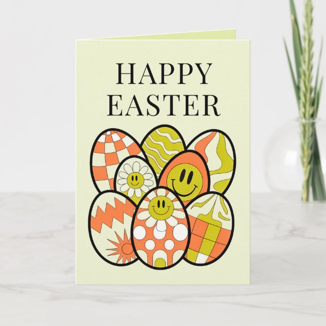 Retro Groovy Happy Easter Personalised Card (Front)