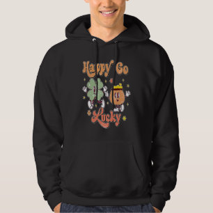 Retro Groovy Happy Go Lucky Shamrocks Clover St Pa Hoodie