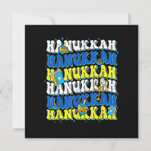 Retro Groovy Happy Hanukkah Chanukkah Jewish Holid Invitation