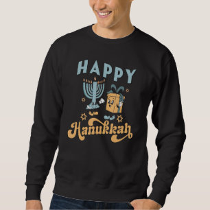Retro Groovy Happy Hanukkah Chanukkah Jewish Holid Sweatshirt