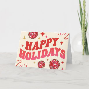 Retro Groovy Happy Holidays Merry Christmas Holiday Card