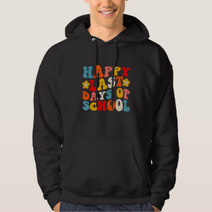 Retro Groovy Happy Last Day Of School Summer Gradu Hoodie
