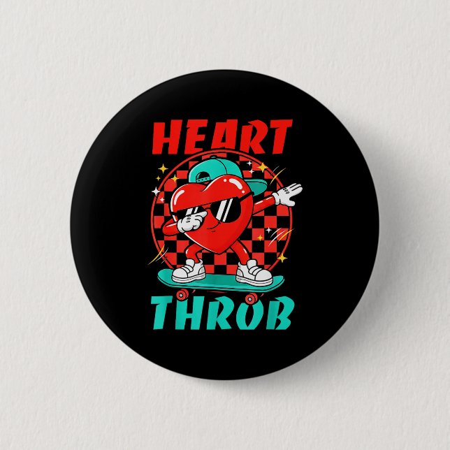 Retro Groovy Heart Throb Valentines Day Toddlers B 6 Cm Round Badge (Front)