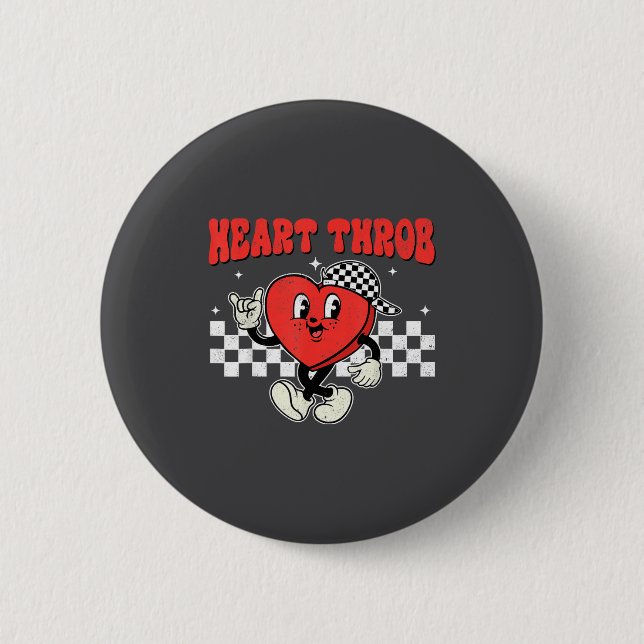 Retro Groovy Heart Throb Valentines Day Toddlers B 6 Cm Round Badge (Front)