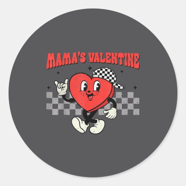 Retro Groovy Heart Throb Valentines Day Toddlers B Classic Round Sticker (Front)