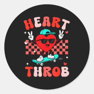 Retro Groovy Heart Throb Valentines Day Toddlers B Classic Round Sticker