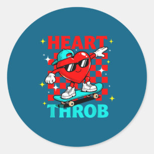 Retro Groovy Heart Throb Valentines Day Toddlers B Classic Round Sticker