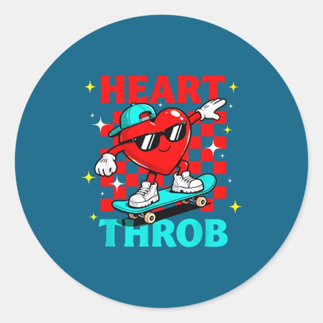 Retro Groovy Heart Throb Valentines Day Toddlers B Classic Round Sticker (Front)
