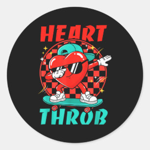 Retro Groovy Heart Throb Valentines Day Toddlers B Classic Round Sticker