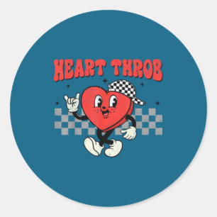 Retro Groovy Heart Throb Valentines Day Toddlers B Classic Round Sticker