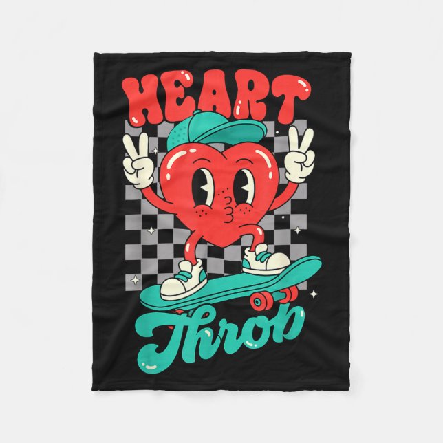 Retro Groovy Heart Throb Valentines Day Toddlers B Fleece Blanket (Front)