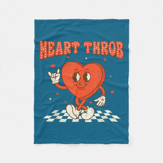 Retro Groovy Heart Throb Valentines Day Toddlers B Fleece Blanket (Front)