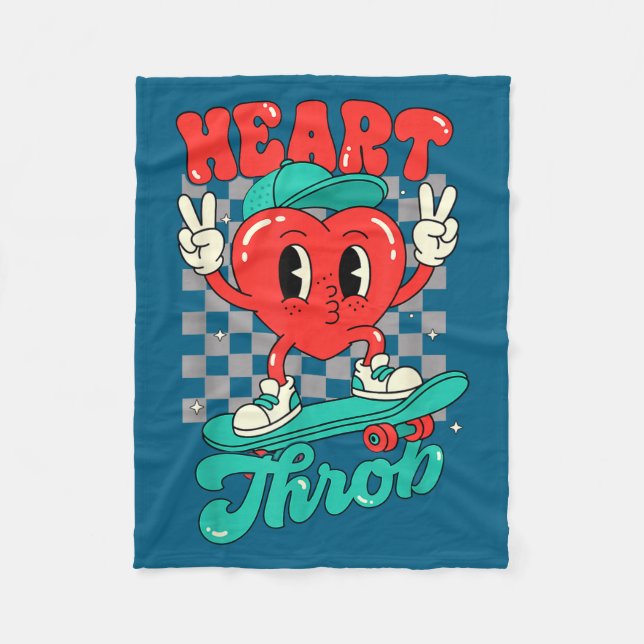 Retro Groovy Heart Throb Valentines Day Toddlers B Fleece Blanket (Front)