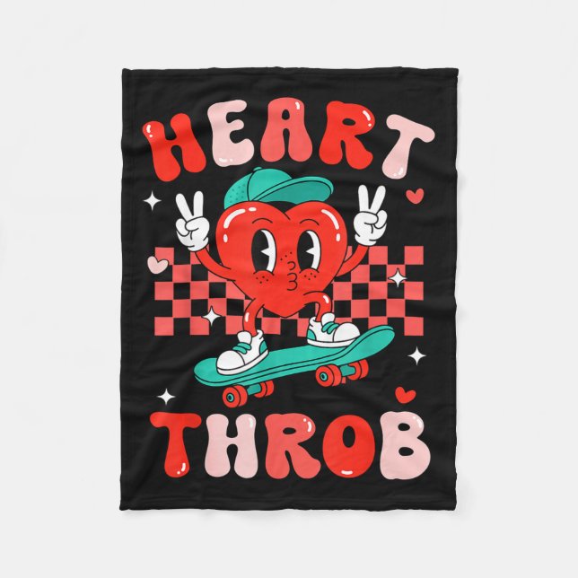 Retro Groovy Heart Throb Valentines Day Toddlers B Fleece Blanket (Front)