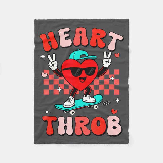 Retro Groovy Heart Throb Valentines Day Toddlers B Fleece Blanket (Front)