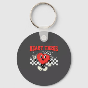 Retro Groovy Heart Throb Valentines Day Toddlers B Key Ring