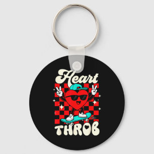 Retro Groovy Heart Throb Valentines Day Toddlers B Key Ring