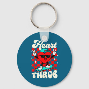 Retro Groovy Heart Throb Valentines Day Toddlers B Key Ring
