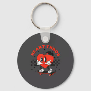Retro Groovy Heart Throb Valentines Day Toddlers B Key Ring
