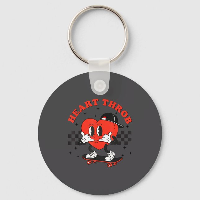 Retro Groovy Heart Throb Valentines Day Toddlers B Key Ring (Front)