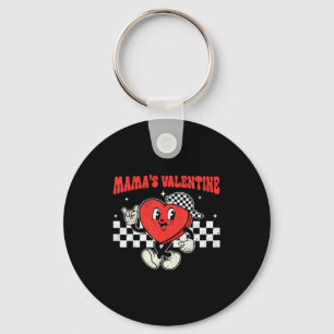 Retro Groovy Heart Throb Valentines Day Toddlers B Key Ring