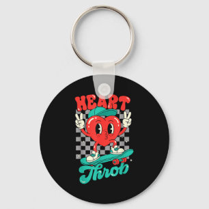 Retro Groovy Heart Throb Valentines Day Toddlers B Key Ring
