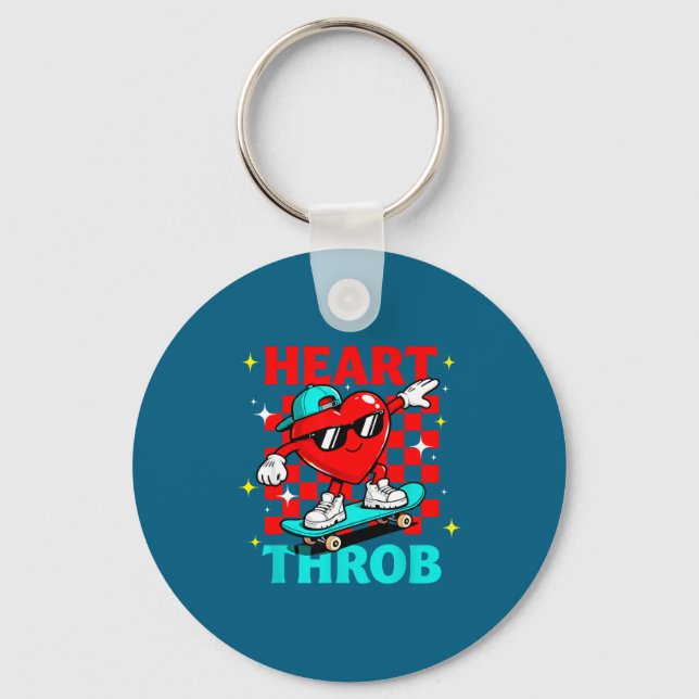Retro Groovy Heart Throb Valentines Day Toddlers B Key Ring (Front)