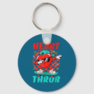 Retro Groovy Heart Throb Valentines Day Toddlers B Key Ring