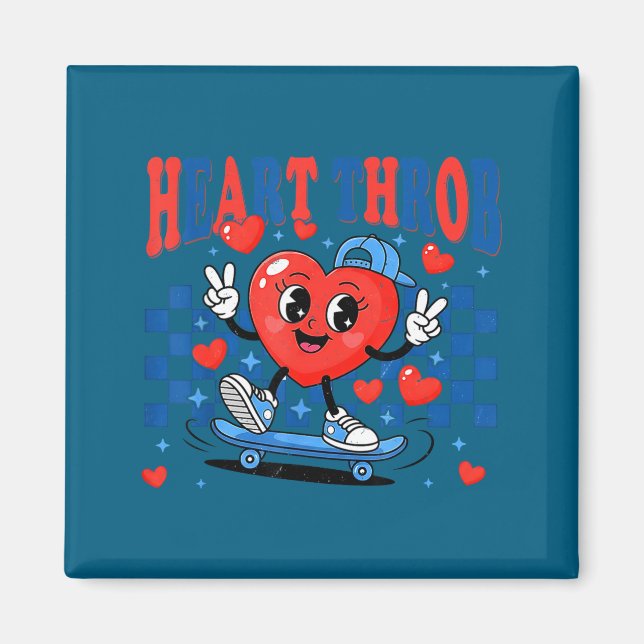 Retro Groovy Heart Throb Valentines Day Toddlers B Magnet (Front)