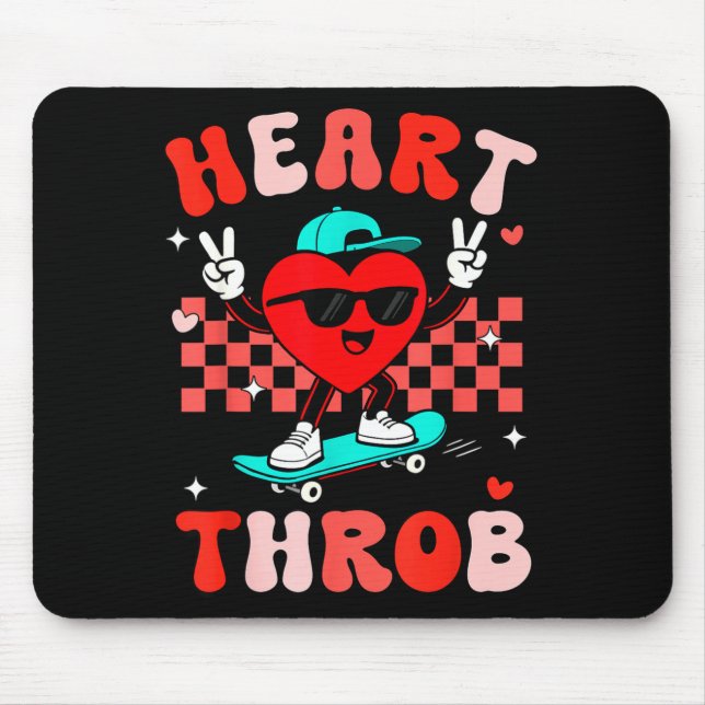 Retro Groovy Heart Throb Valentines Day Toddlers B Mouse Pad (Front)