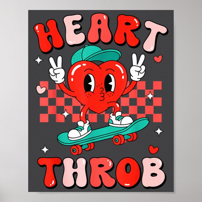 Retro Groovy Heart Throb Valentines Day Toddlers B Poster (Front)