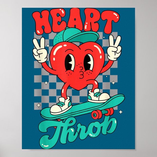 Retro Groovy Heart Throb Valentines Day Toddlers B Poster (Front)