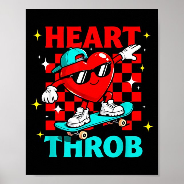 Retro Groovy Heart Throb Valentines Day Toddlers B Poster (Front)