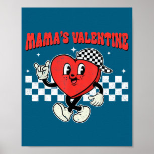Retro Groovy Heart Throb Valentines Day Toddlers B Poster