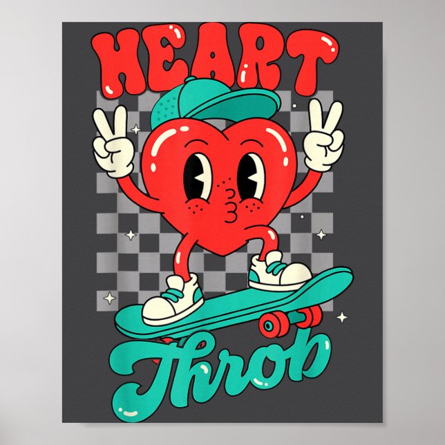 Retro Groovy Heart Throb Valentines Day Toddlers B Poster (Front)