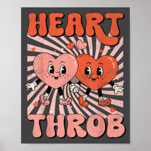 Retro Groovy Heart Throb Valentines Day Toddlers B Poster