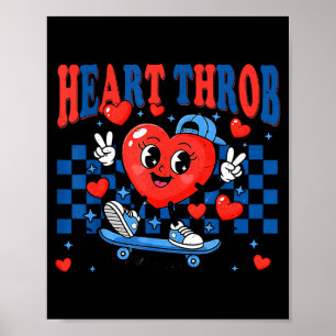 Retro Groovy Heart Throb Valentines Day Toddlers B Poster