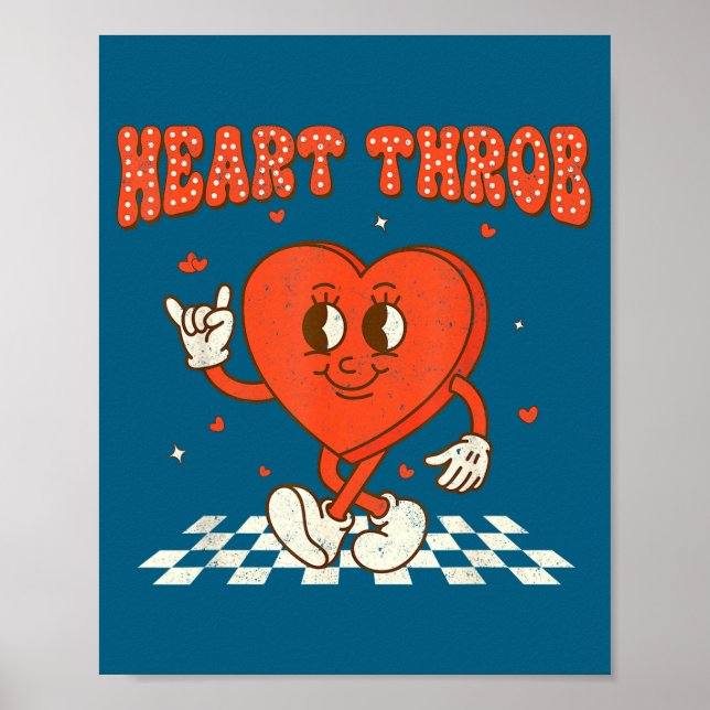 Retro Groovy Heart Throb Valentines Day Toddlers B Poster (Front)
