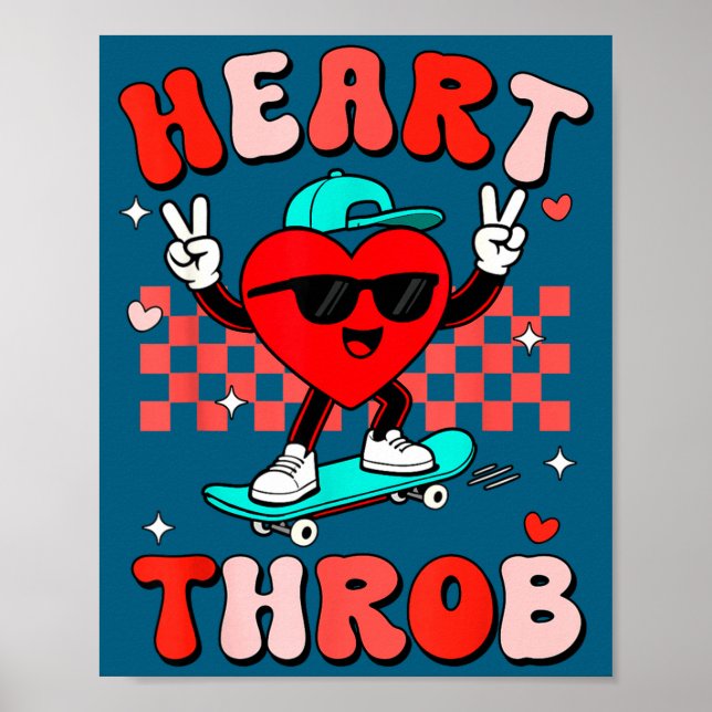 Retro Groovy Heart Throb Valentines Day Toddlers B Poster (Front)