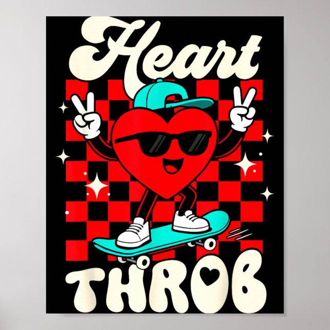 Retro Groovy Heart Throb Valentines Day Toddlers B Poster (Front)