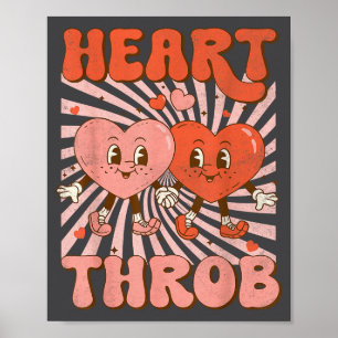 Retro Groovy Heart Throb Valentines Day Toddlers B Poster