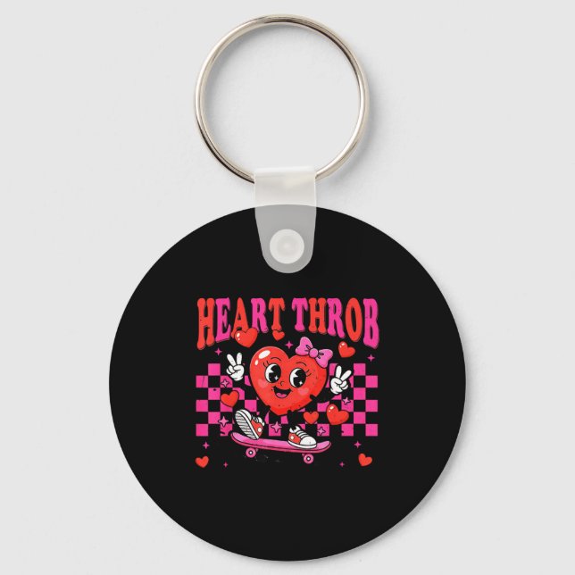 Retro Groovy Heart Throb Valentines Day Toddlers G Key Ring (Front)