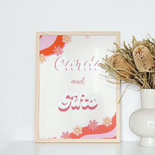 Retro groovy Heart Valentine card & gifts sign