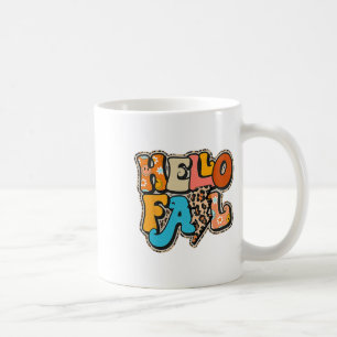 Retro Groovy Hello Fall Autumn Vibes Funny Thanksg Coffee Mug