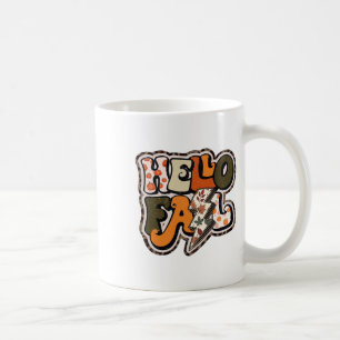 Retro Groovy Hello Fall Autumn Vibes Lightning Bol Coffee Mug