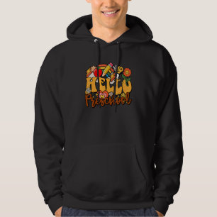 Retro Groovy Hello Preschool Back To School Hippie Hoodie