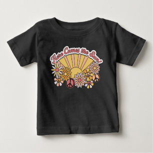 Retro Groovy   Here Comes the Sun Vintage Graphic Baby T-Shirt