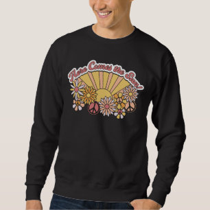 Retro Groovy Here Comes the Sun Vintage Graphic Sweatshirt